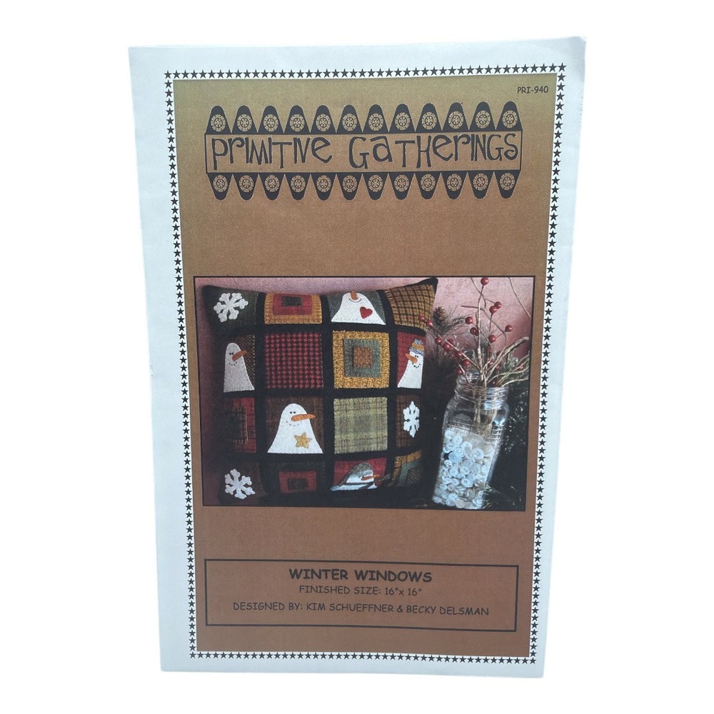 Primitive Gatherings Winter Windows Applique Pattern Quilting NEW 2010